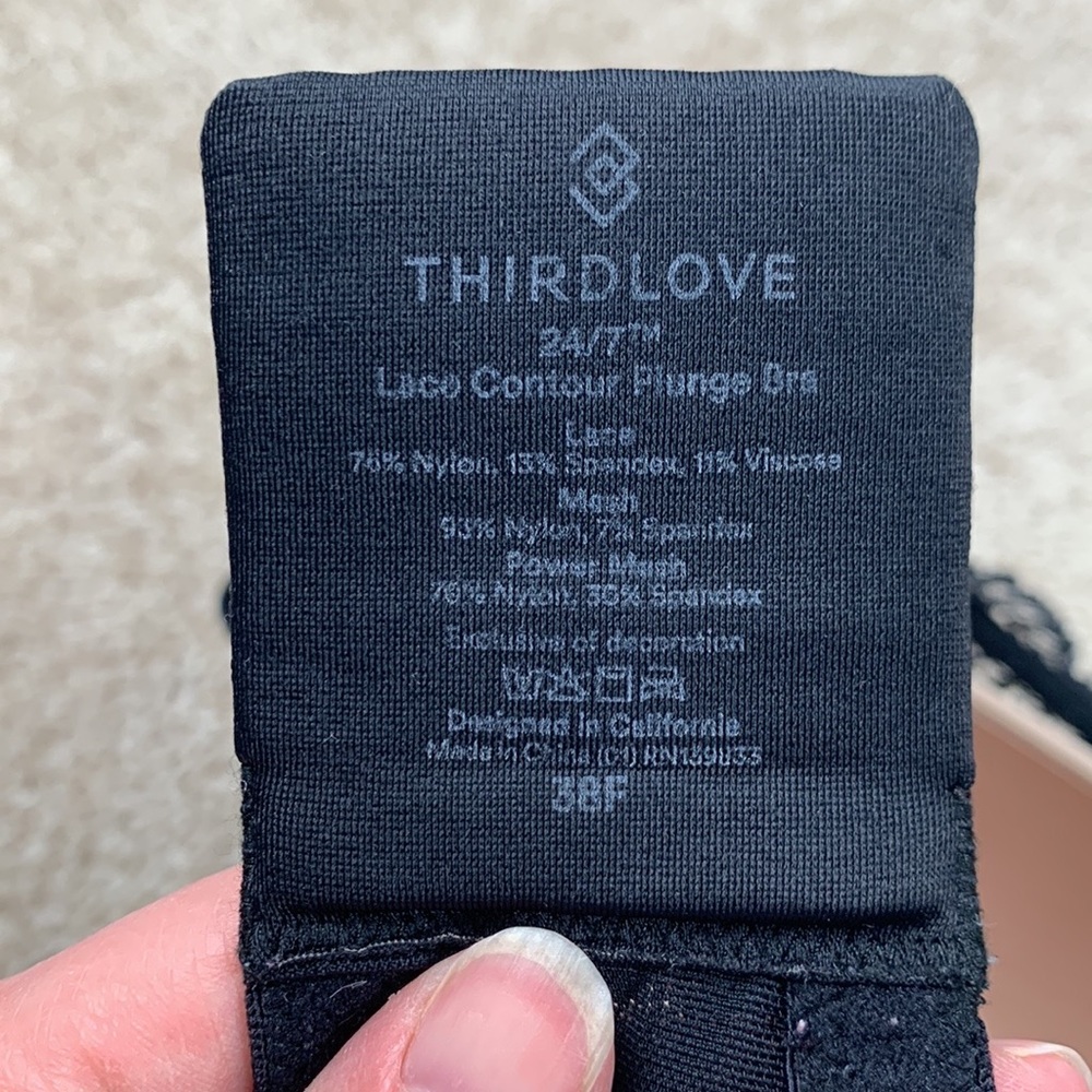 Thirdlove black 24/7 lace contour plunge bra 38F - Picture 6 of 8